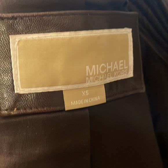 Michael Michael Kors Dark Brown Genuine Leather Moto Jacket size XS - Picture 11 of 12